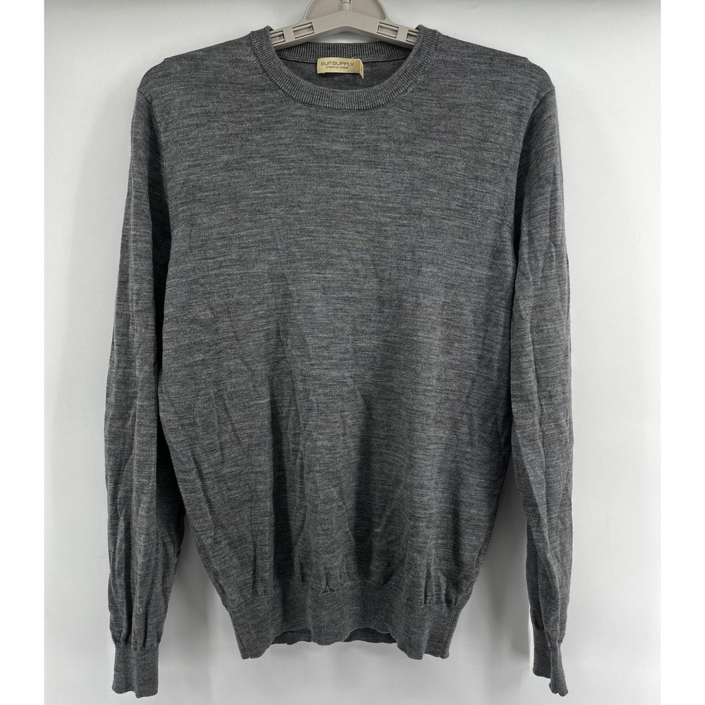 Suitsupply Men's Sweater Merino Wool Gray Crewneck‎ Size M